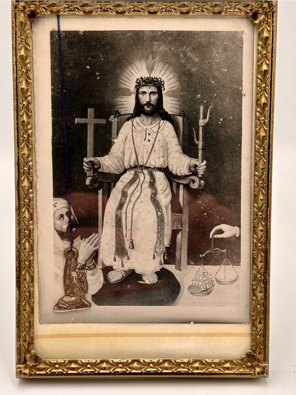 Vintage Religious Art Print - Classic Wall Art with charm inside frame